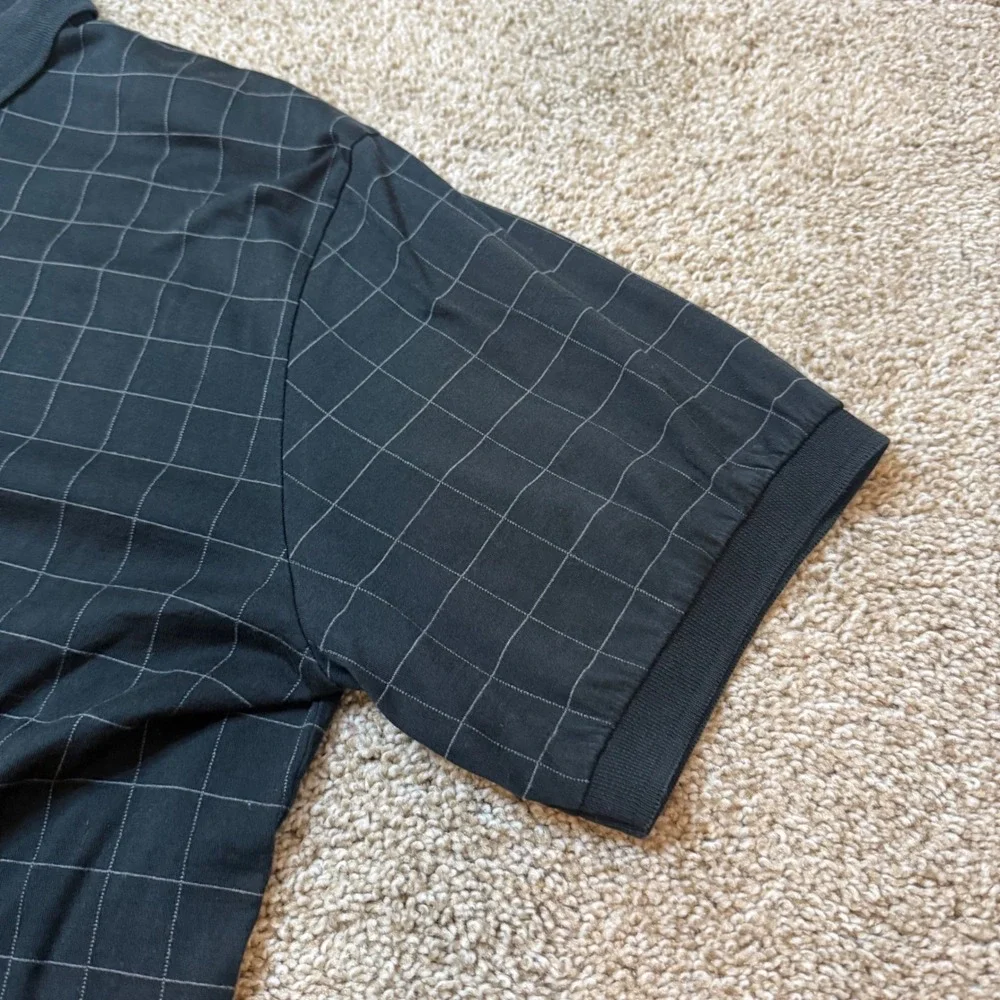 Polo Ralph Lauren Polo Shirt Mens XL Black Grid Windowpane Cotton Short Sleeve